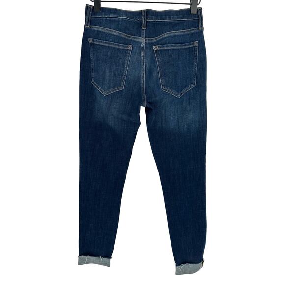 Banana Republic Mid Rise Skinny Jeans Cropped Blue Dark Wash Cuffed Western 26 - Picture 2 of 9